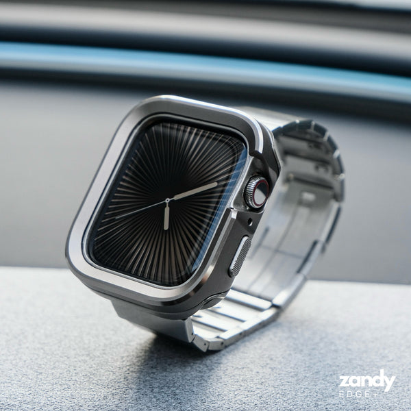 《EDGE+》【SET】B065/C006  Apple Watch エフォートレスブレスバンドSV＋メタルダブルフレームケースTG
