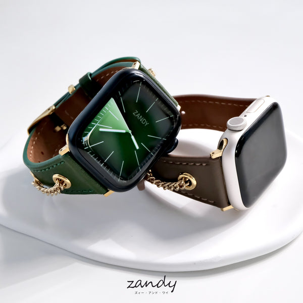 【チェーンカザリレザーバンド】アップルウォッチバンド  レザーベルト Apple Watch