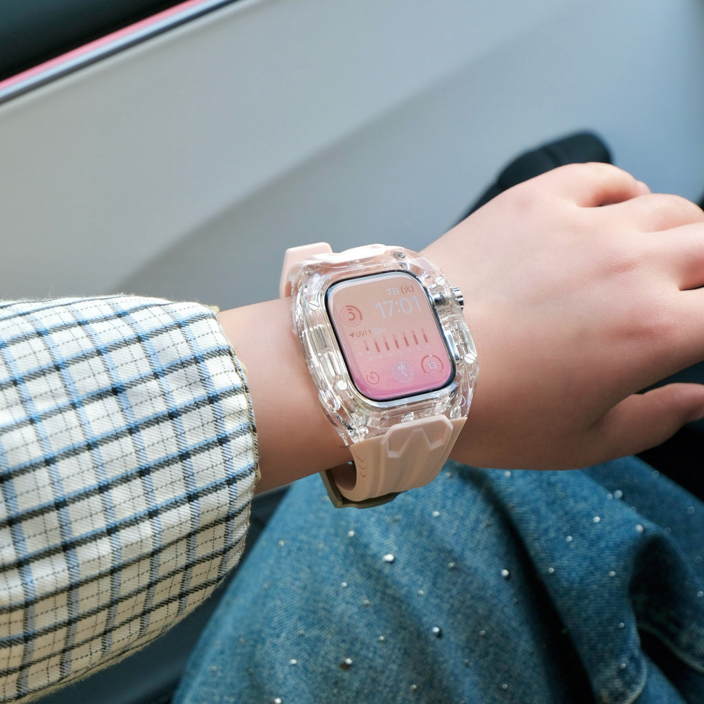 新色登場！【クリア×TPU一体式バンド】A004 クリアケース+TPUベルト クリア一体式ベルト Apple Watch