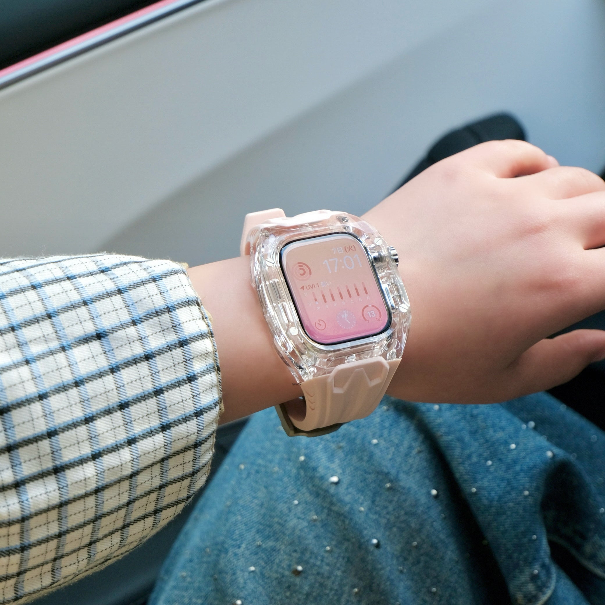 新色登場！【クリア×TPU一体式バンド】A004 クリアケース+TPUベルト クリア一体式ベルト Apple Watch