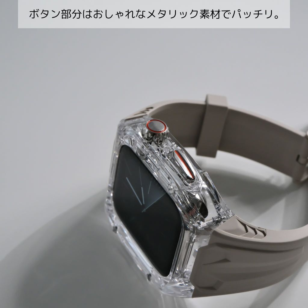 新色登場！【クリア×TPU一体式バンド】A004 クリアケース+TPUベルト クリア一体式ベルト Apple Watch