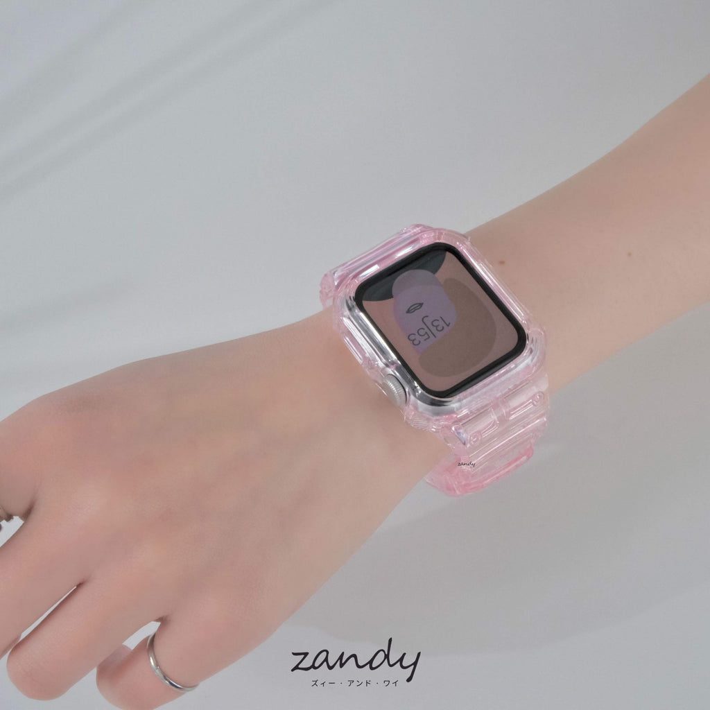 ※印字なし【クリア一体式バンド】アップルウォッチバンド 一体式ベルト Apple Watch