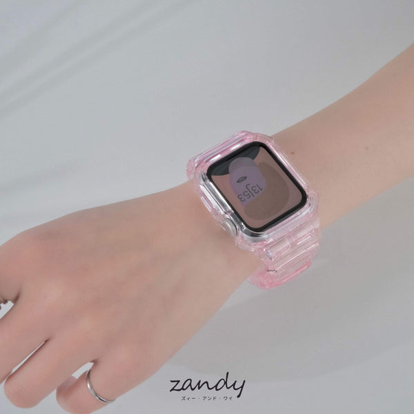 ※印字なし【クリア一体式バンド】アップルウォッチバンド 一体式ベルト Apple Watch