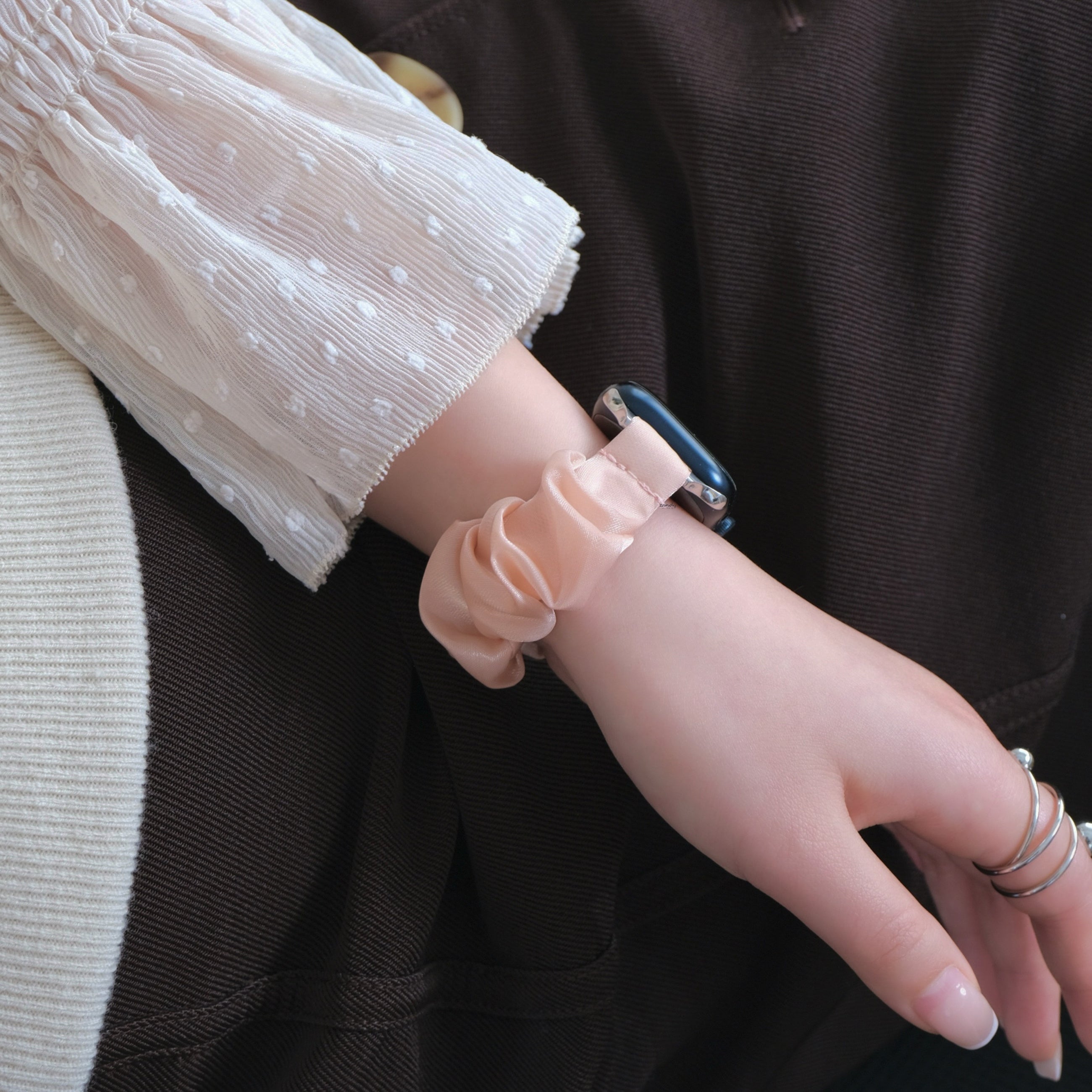 【サテンシュシュバンド】B075 アップルウォッチバンド シュシュベルト Apple Watch