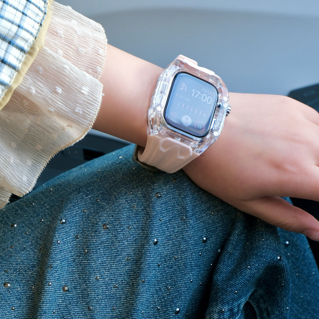 新色登場！【クリア×TPU一体式バンド】A004 クリアケース+TPUベルト クリア一体式ベルト Apple Watch