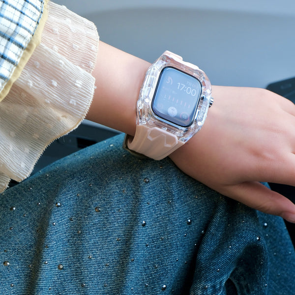 新色登場！【クリア×TPU一体式バンド】A004 クリアケース+TPUベルト クリア一体式ベルト Apple Watch