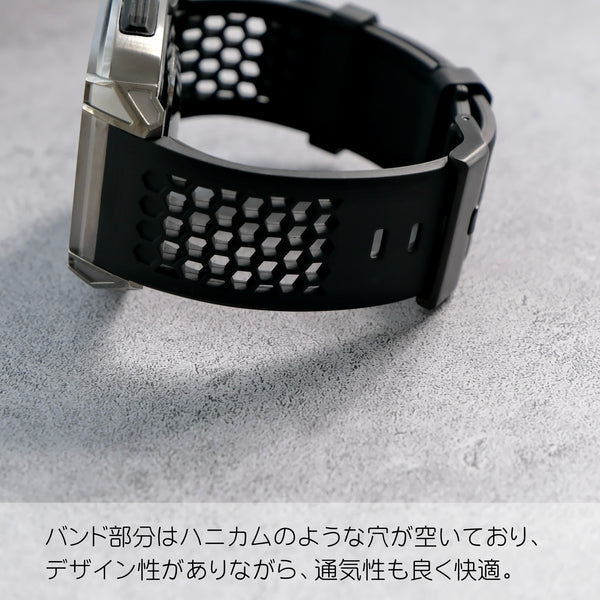 【ステンレスフレーム&TPU一体式バンド】ステンレスケース+TPUベルト 一体式ベルト Apple Watch