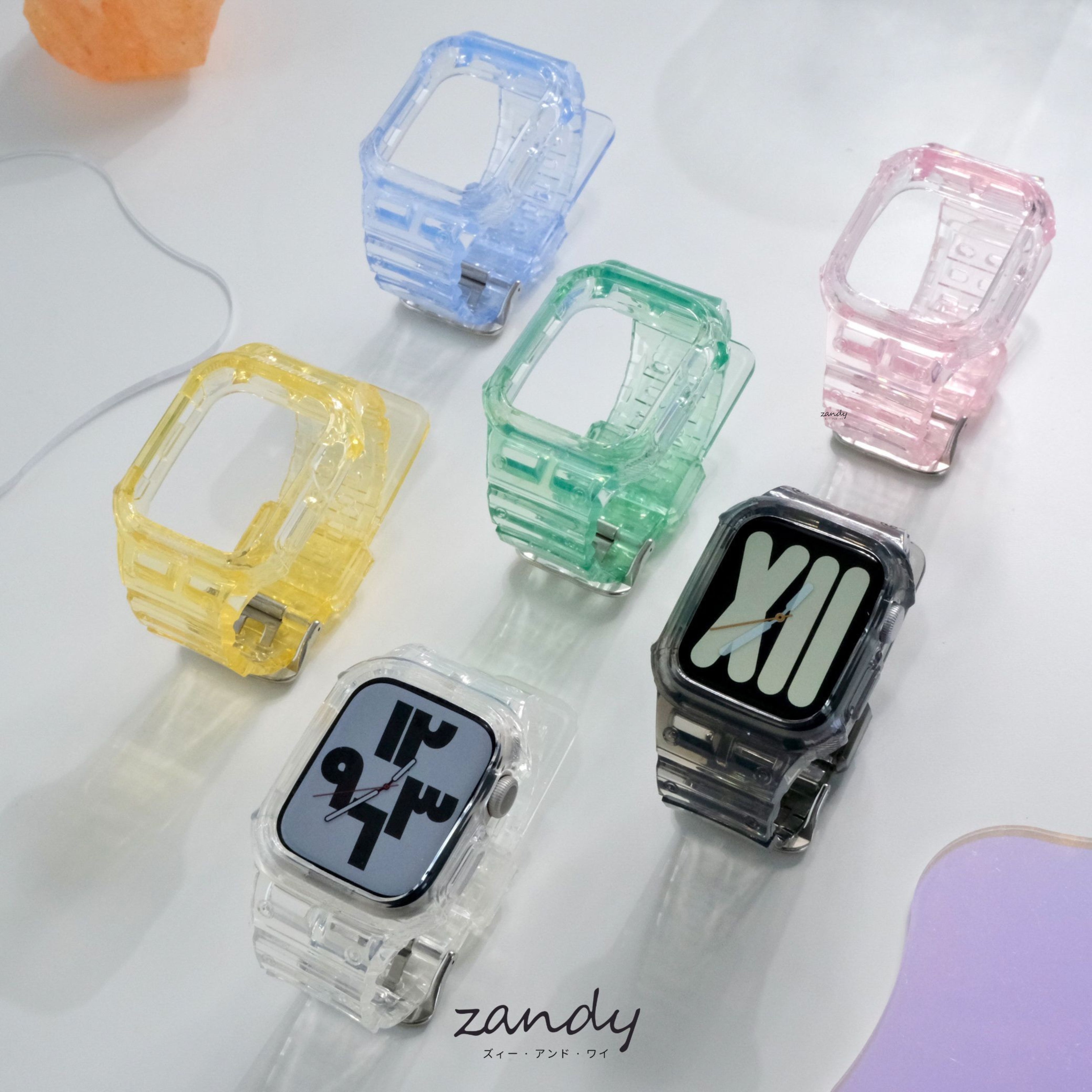 ※印字なし【クリア一体式バンド】アップルウォッチバンド 一体式ベルト Apple Watch