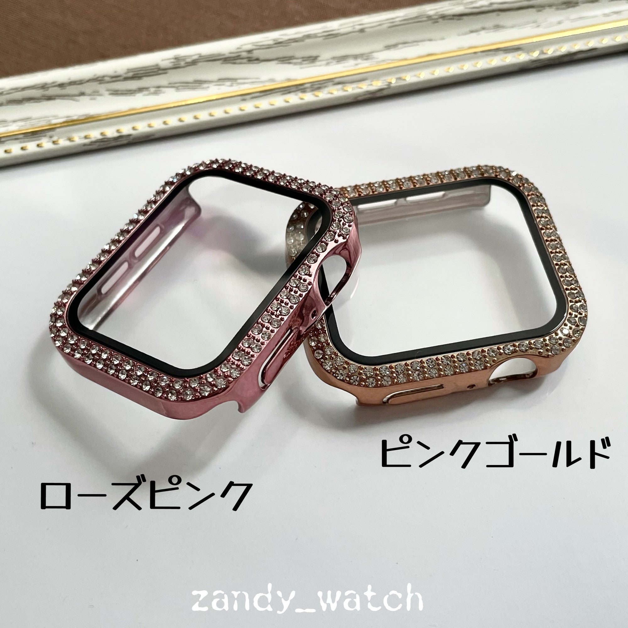 【ストーン付きメッキケース】アップルウォッチカバー  フル全面保護  ストーン付きメッキケース