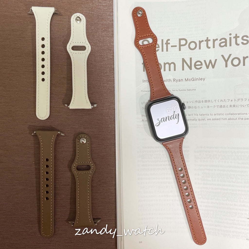 【細製レザータイプ】女性人気 アップルウォッチバンド レザーベルト 本革製 Apple Watch