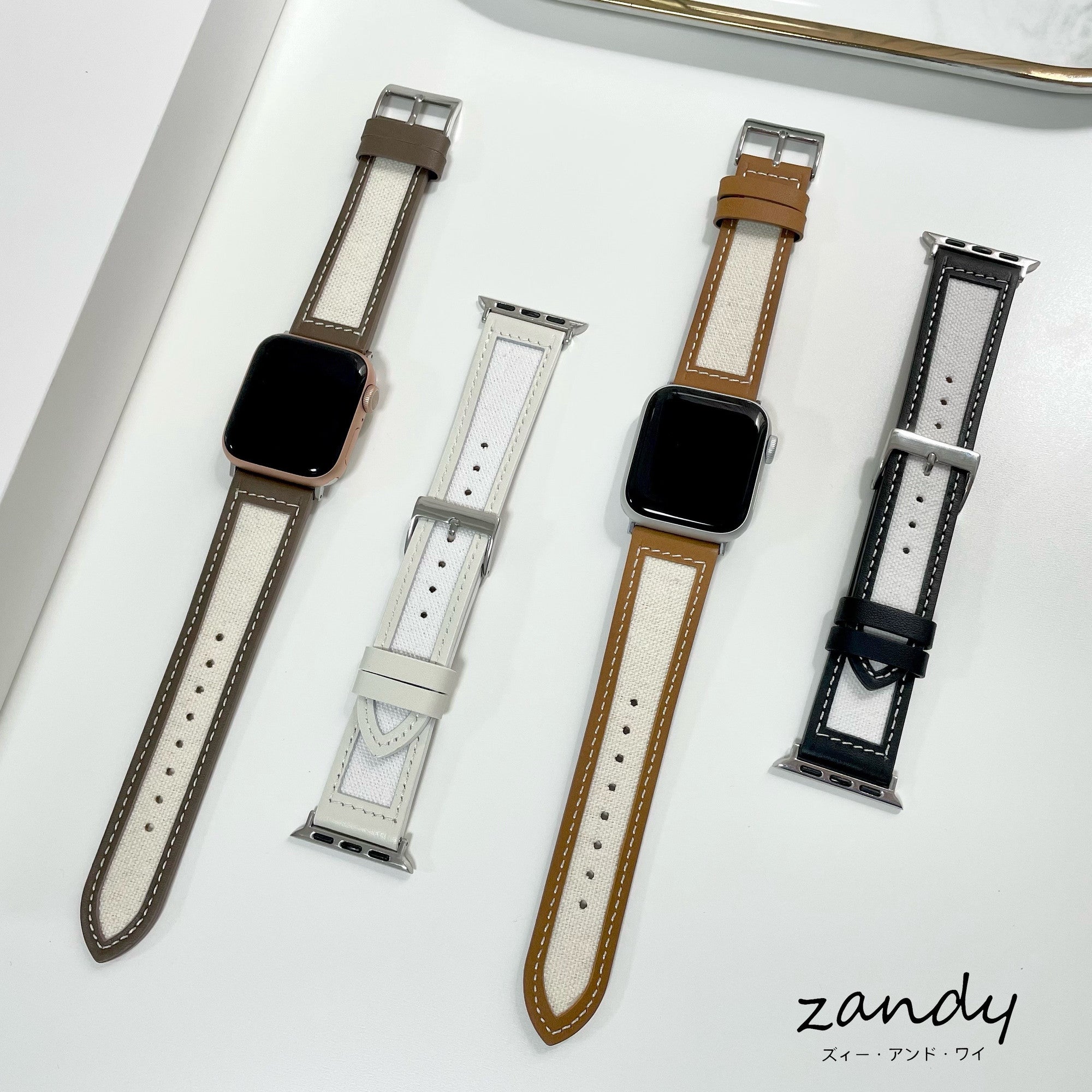 【レザー&キャンバスベルト】アップルウォッチバンド 本革 キャンバス レザー ベルト   Apple Watch