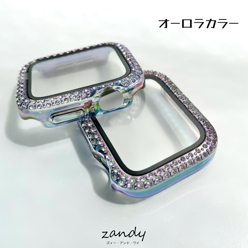 [Aurora color ☆ Cover with stone] Apple Watch cover Full protection case Aurora limited color with stone
