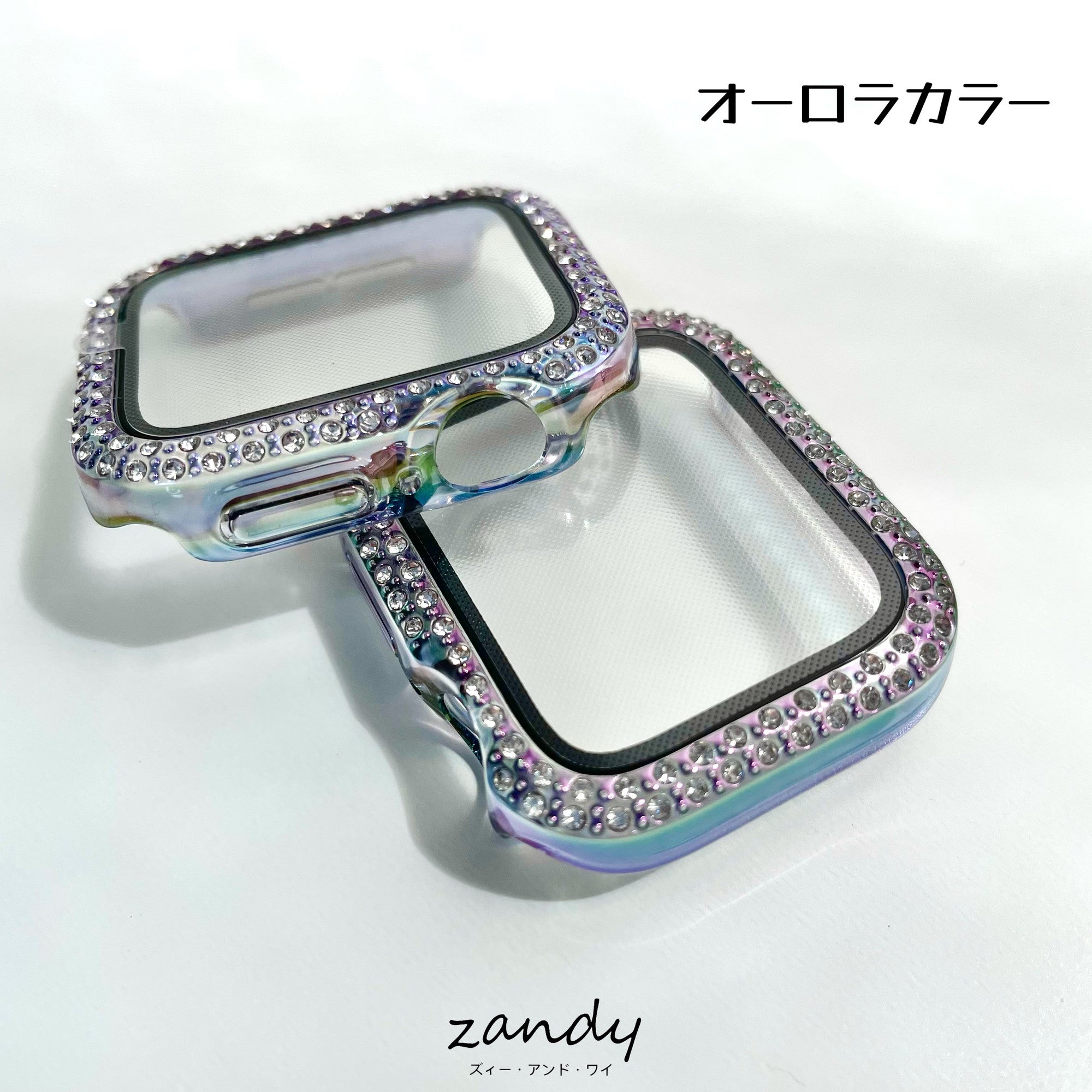 [Aurora color ☆ Cover with stone] Apple Watch cover Full protection case Aurora limited color with stone