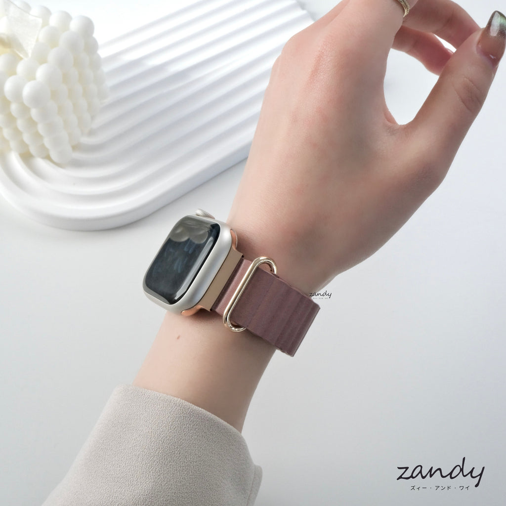 くすみカラー追加！【メタリックレザーループ】アップルウォッチバンド レザーループ 皮革ベルト Apple Watch