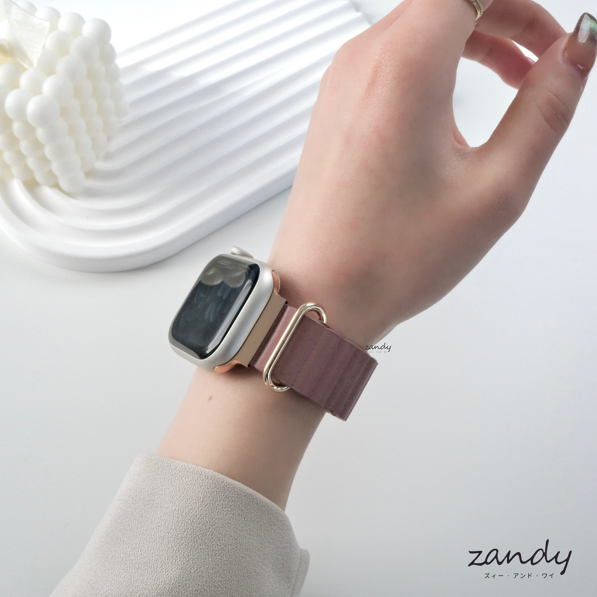 くすみカラー追加！【メタリックレザーループ】アップルウォッチバンド レザーループ 皮革ベルト Apple Watch
