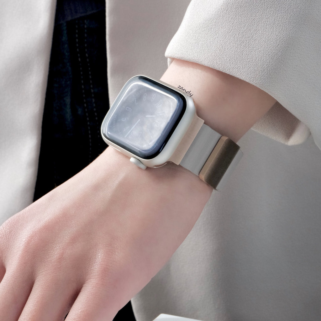 くすみカラー追加！【メタリックレザーループ】アップルウォッチバンド レザーループ 皮革ベルト Apple Watch