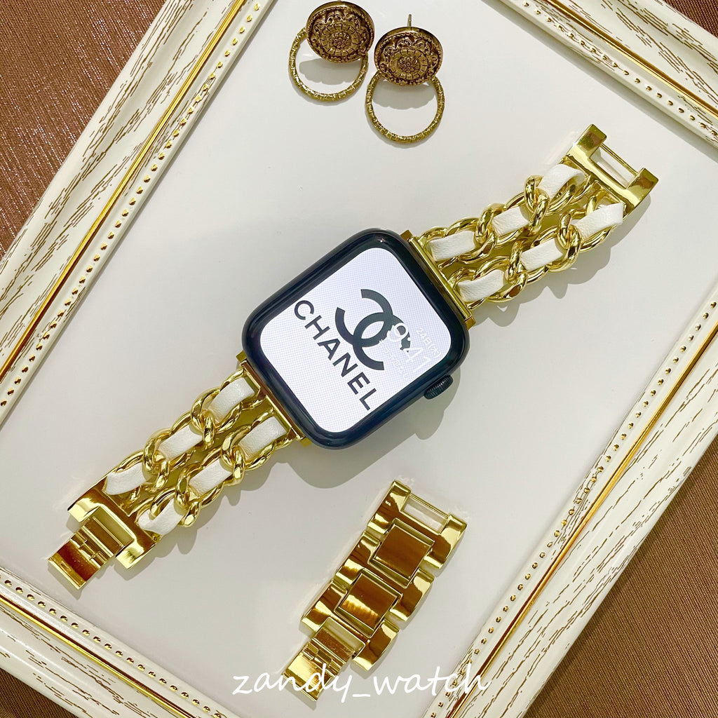 【チェーン×本革】アップルウォッチバンド　チェーン×レザーベルト Apple Watch