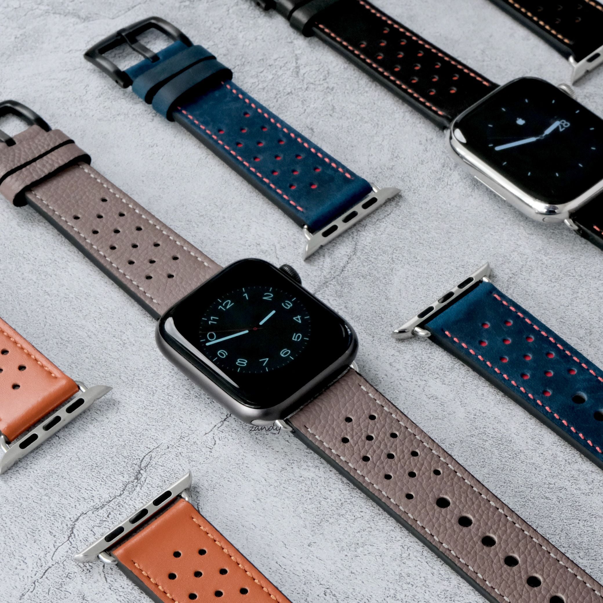 【パンチホールレザーバンド】アップルウォッチバンド 本革デザインベルト  Apple Watch