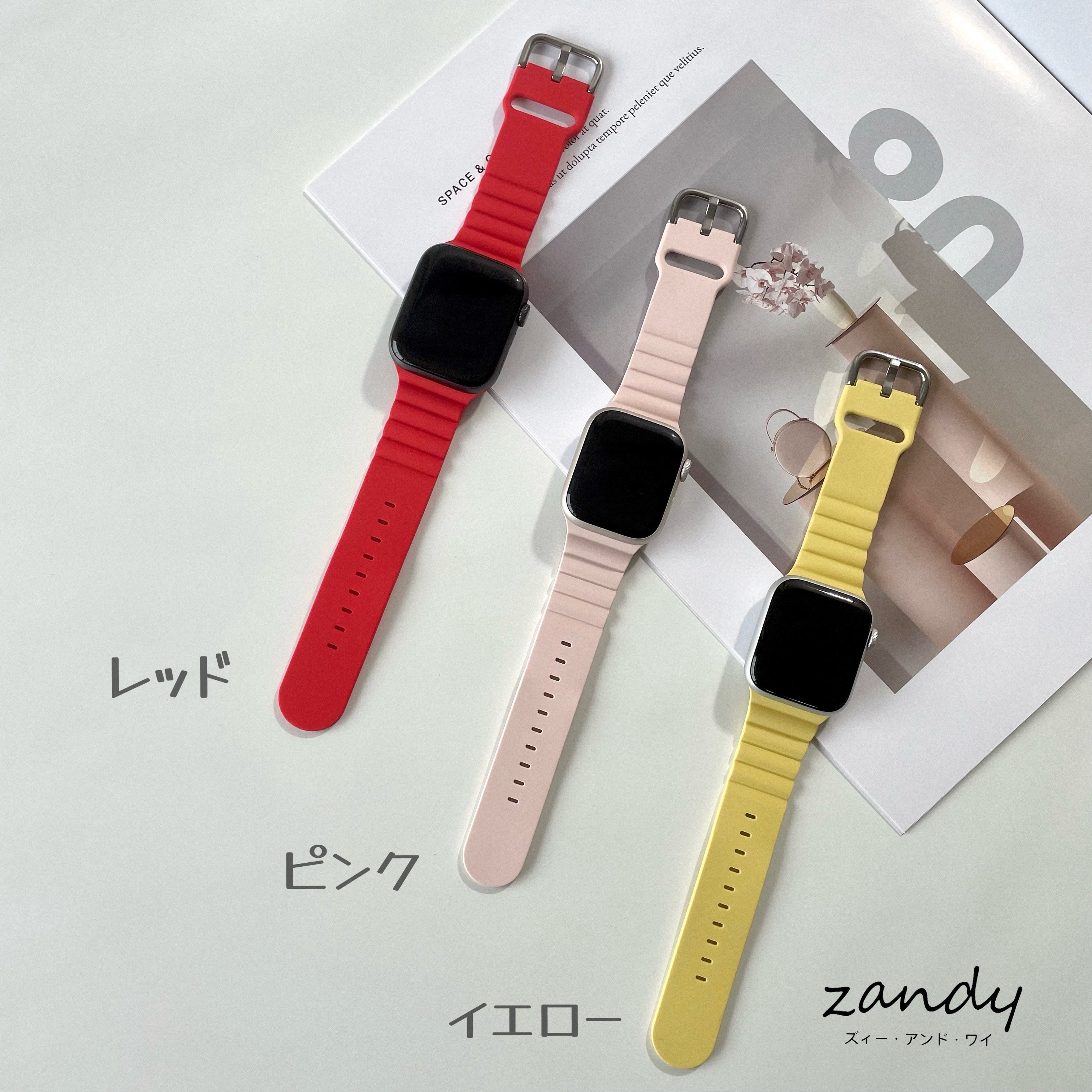 【日のスポーツ】アップルウォッチバンド ラバーベルト スポーツバンド シルバーバックル Apple Watch