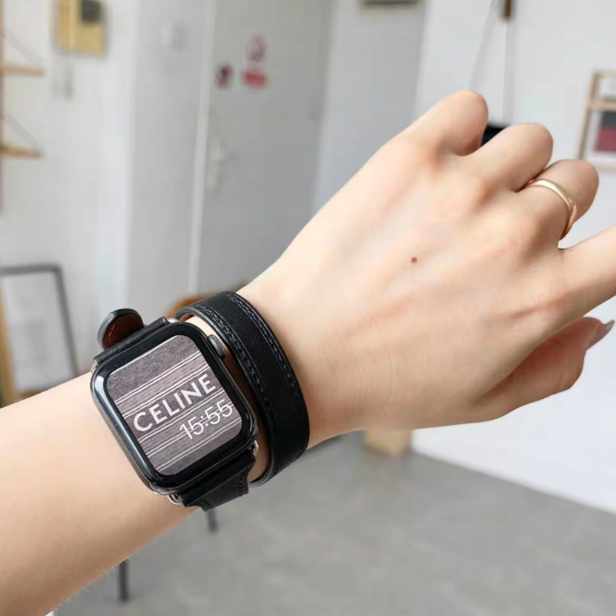 [Double winding band] Apple watch band genuine leather leather belt double winding Apple Watch