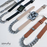 【チェーン&レザー二重巻バンド】アップルウォッチバンド 二重巻デザインベルト  Apple Watch