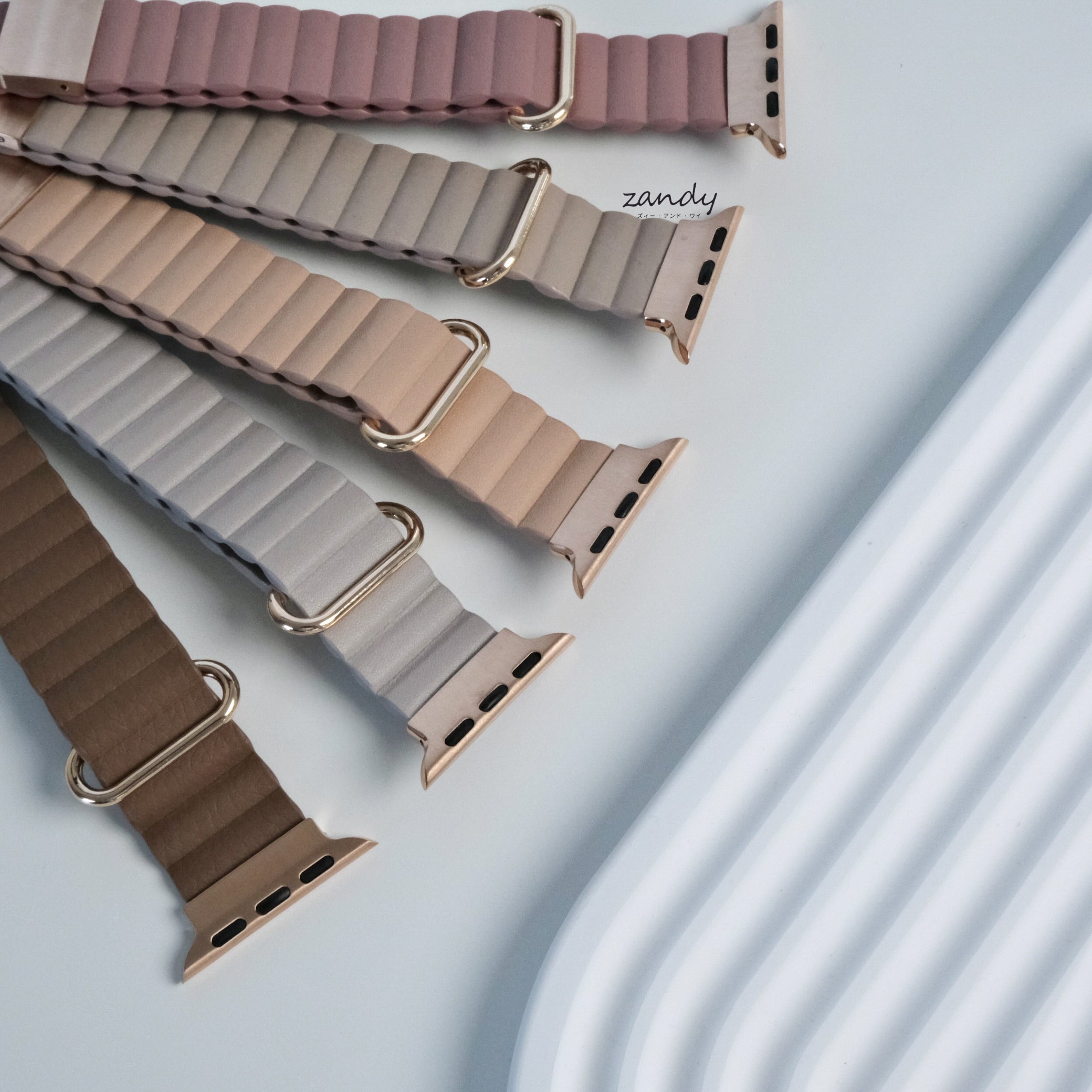 くすみカラー追加！【メタリックレザーループ】アップルウォッチバンド レザーループ 皮革ベルト Apple Watch