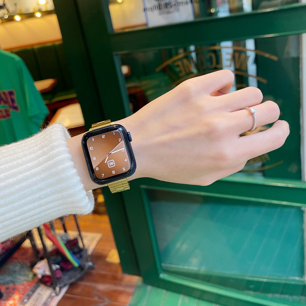 【細製三連ステンレスバンド】アップルウォッチバンド マット質感 ステンレスベルト　Apple Watch ★調整工具付き★