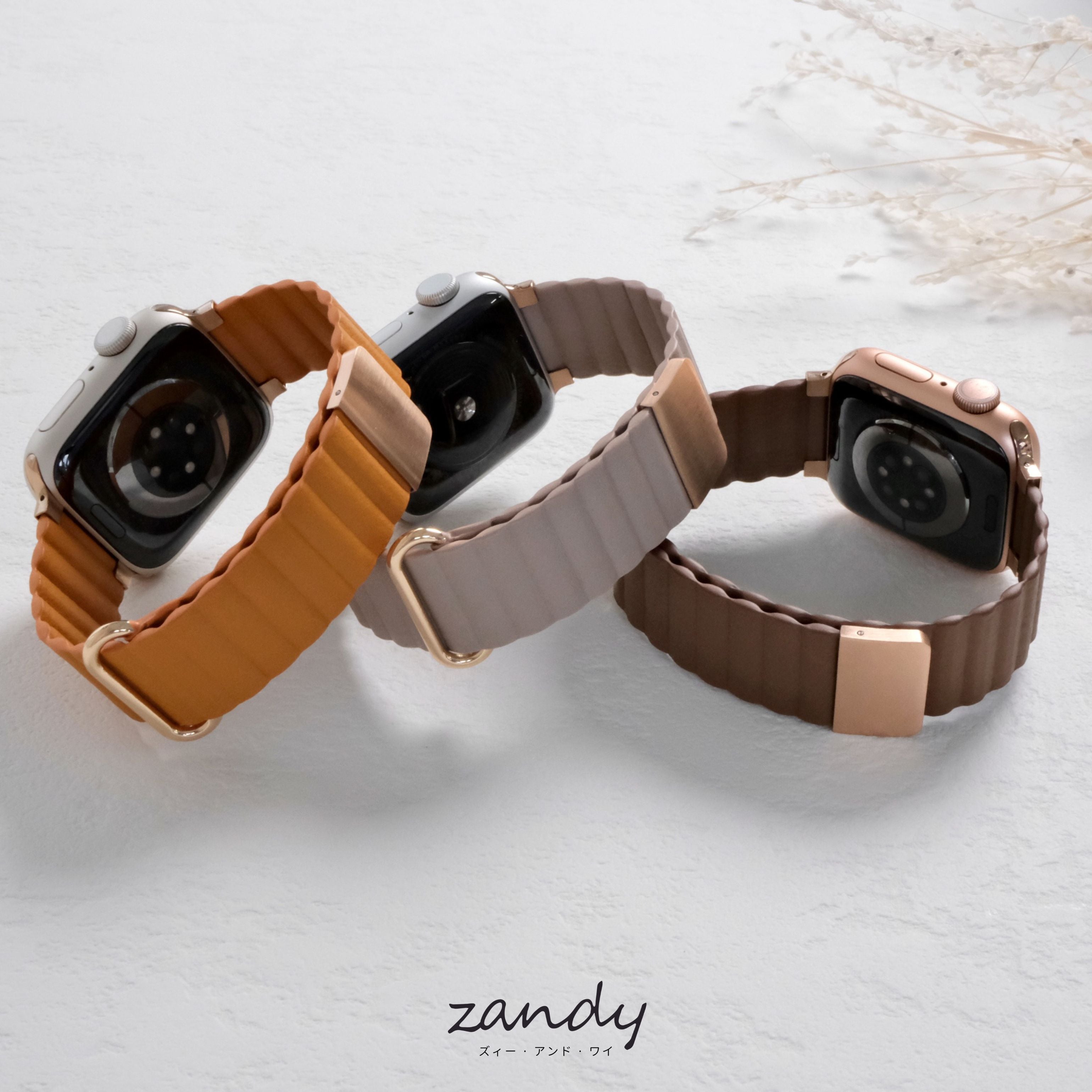 くすみカラー追加！【メタリックレザーループ】アップルウォッチバンド レザーループ 皮革ベルト Apple Watch