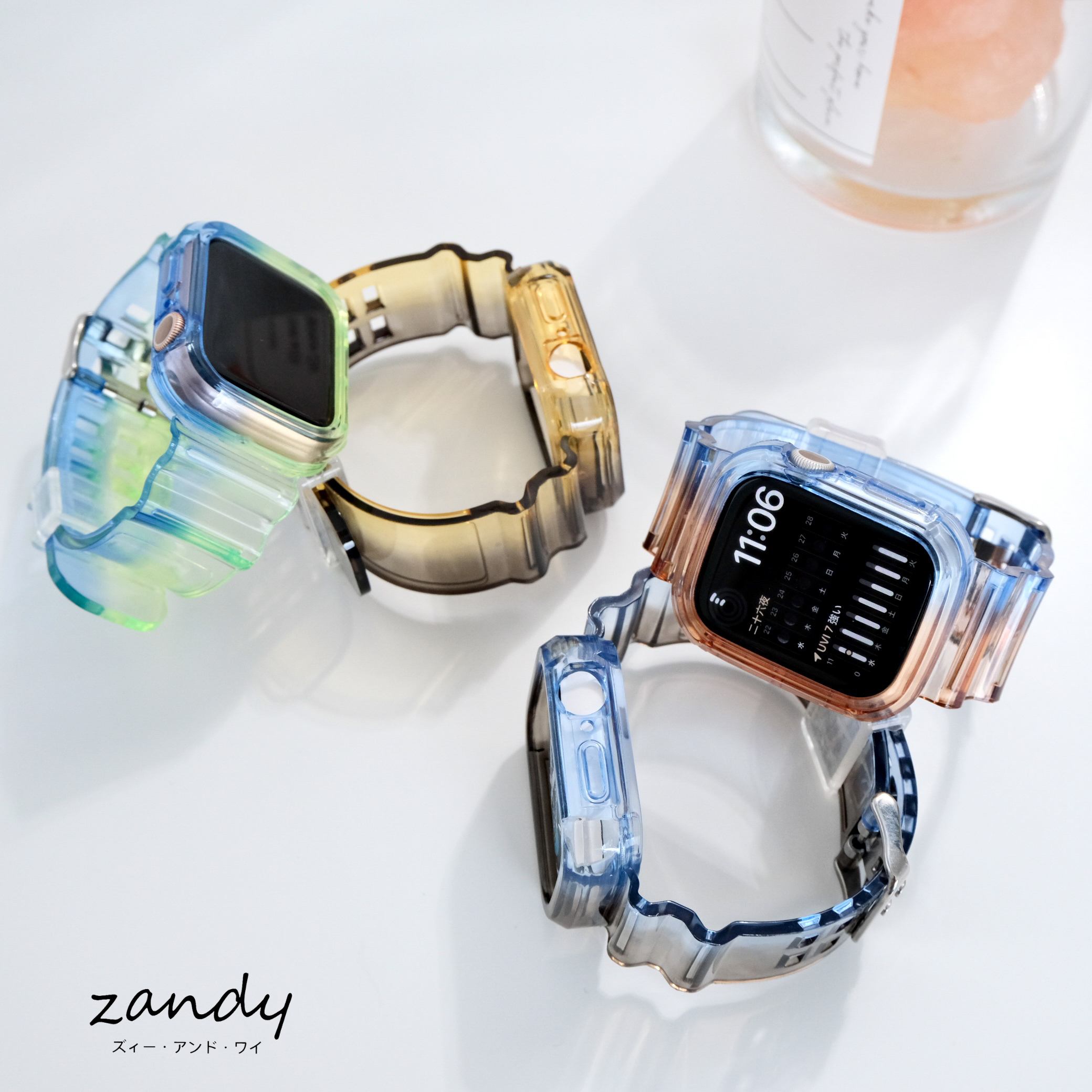 [Color Mix Integrated Band] Apple Watch Band Clear Integrated Case Apple Watch