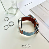 [Leopard/Denim Canvas &amp; Leather Band] Apple Watch Band Leopard/Denim Canvas Leather Belt Apple Watch