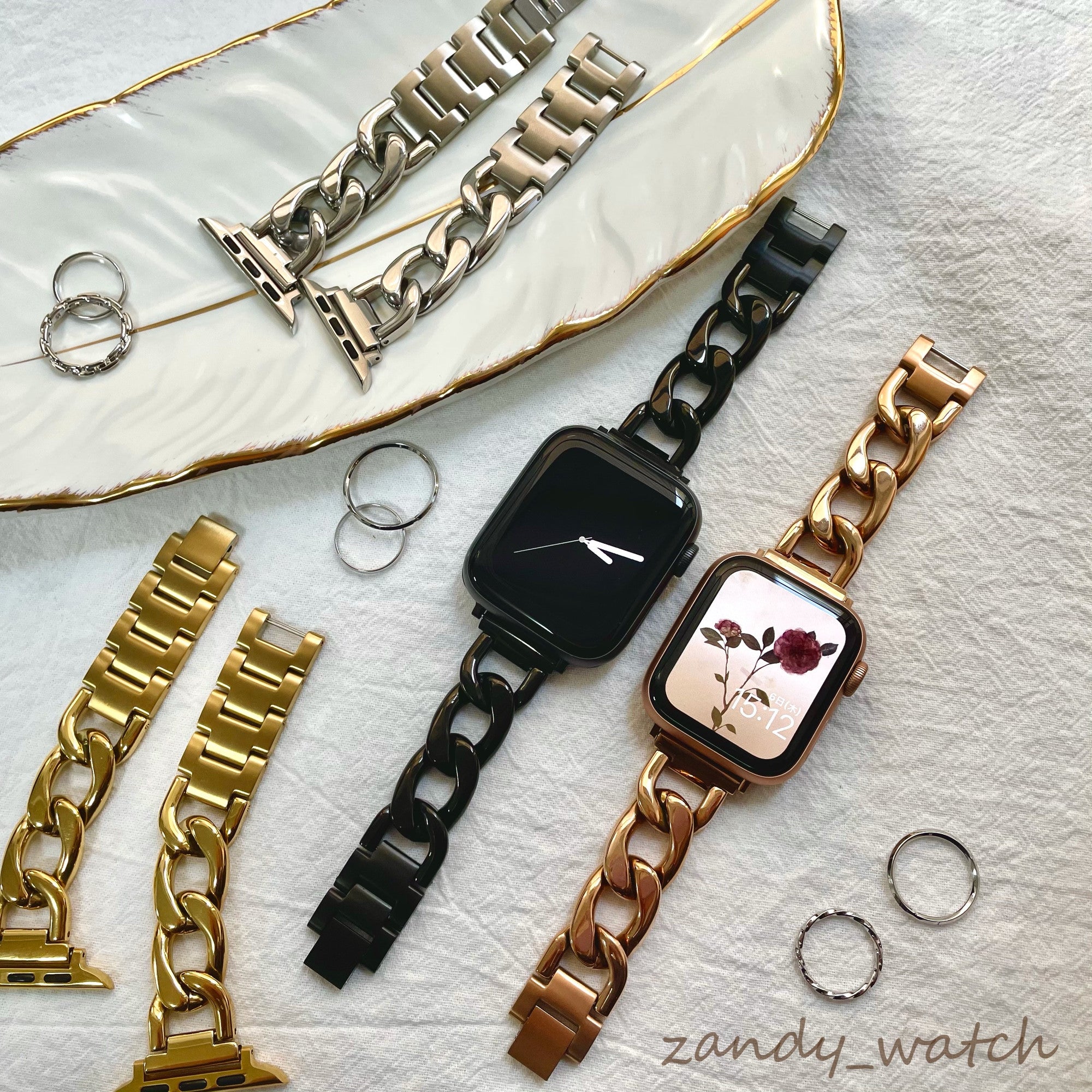 【定番チェーン】アップルウォッチバンド  ステンレスチェーンベルト 可愛い Apple Watch  ★調整工具付き★