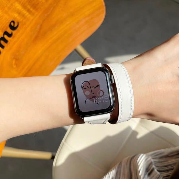 [Double winding band] Apple watch band genuine leather leather belt double winding Apple Watch