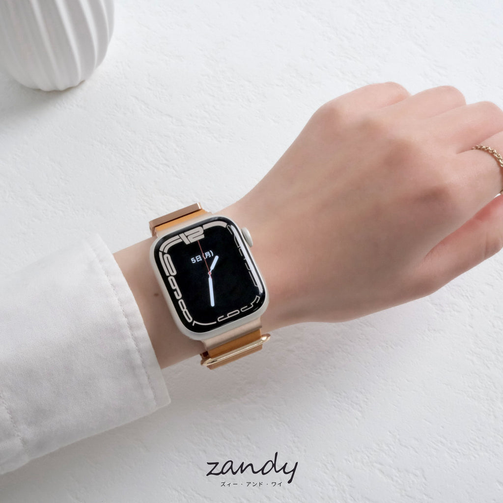 くすみカラー追加！【メタリックレザーループ】アップルウォッチバンド レザーループ 皮革ベルト Apple Watch
