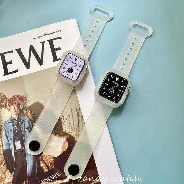 [Clear White] Apple Watch Band Cover Clear White Belt Integrated Apple Watch