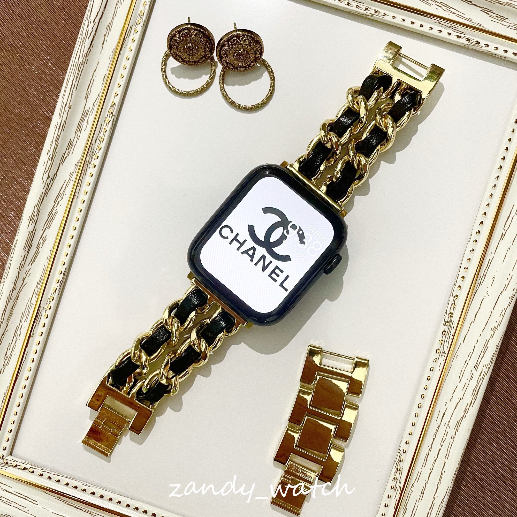 【チェーン×本革】アップルウォッチバンド　チェーン×レザーベルト Apple Watch