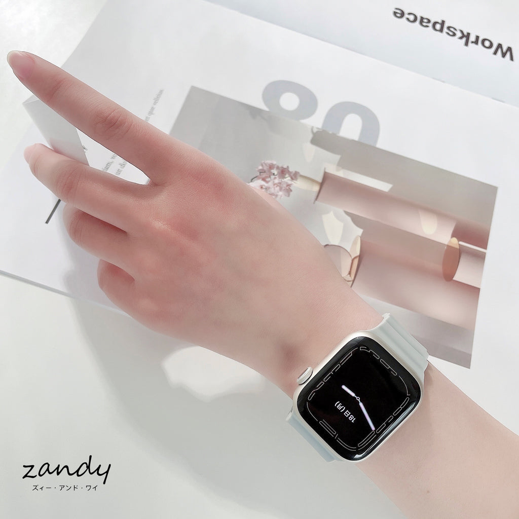 【日のスポーツ】アップルウォッチバンド ラバーベルト スポーツバンド シルバーバックル Apple Watch