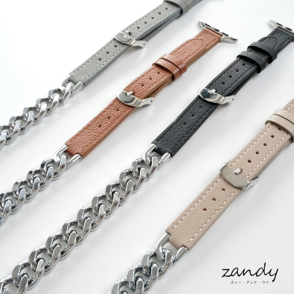 【チェーン&レザー二重巻バンド】アップルウォッチバンド 二重巻デザインベルト  Apple Watch