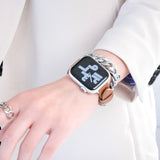 【チェーン&レザー二重巻バンド】アップルウォッチバンド 二重巻デザインベルト  Apple Watch