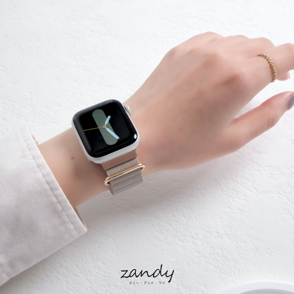 くすみカラー追加！【メタリックレザーループ】アップルウォッチバンド レザーループ 皮革ベルト Apple Watch