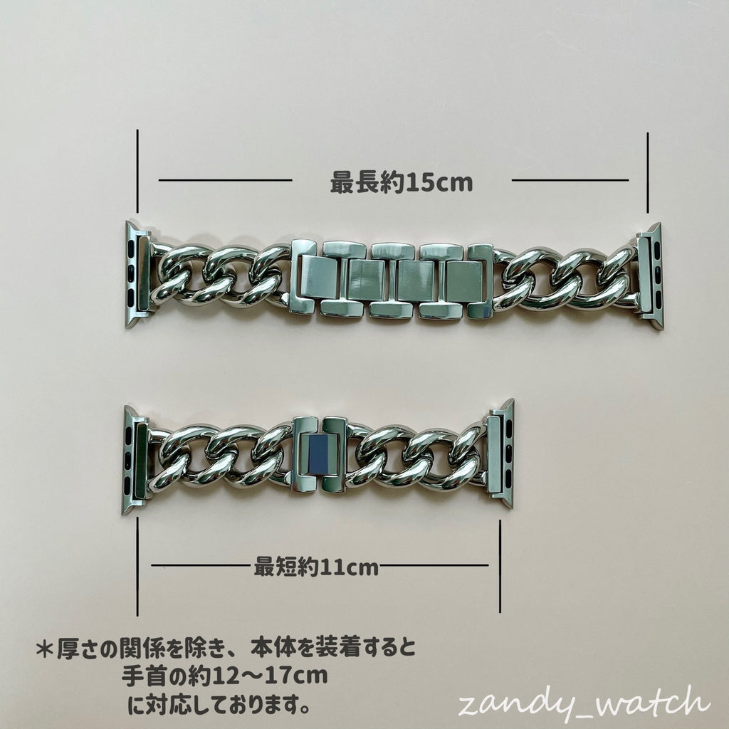 【チャンキーチェーン】アップルウォッチバンド  ステンレスチェーンベルト  Apple Watch ★調節工具不要★
