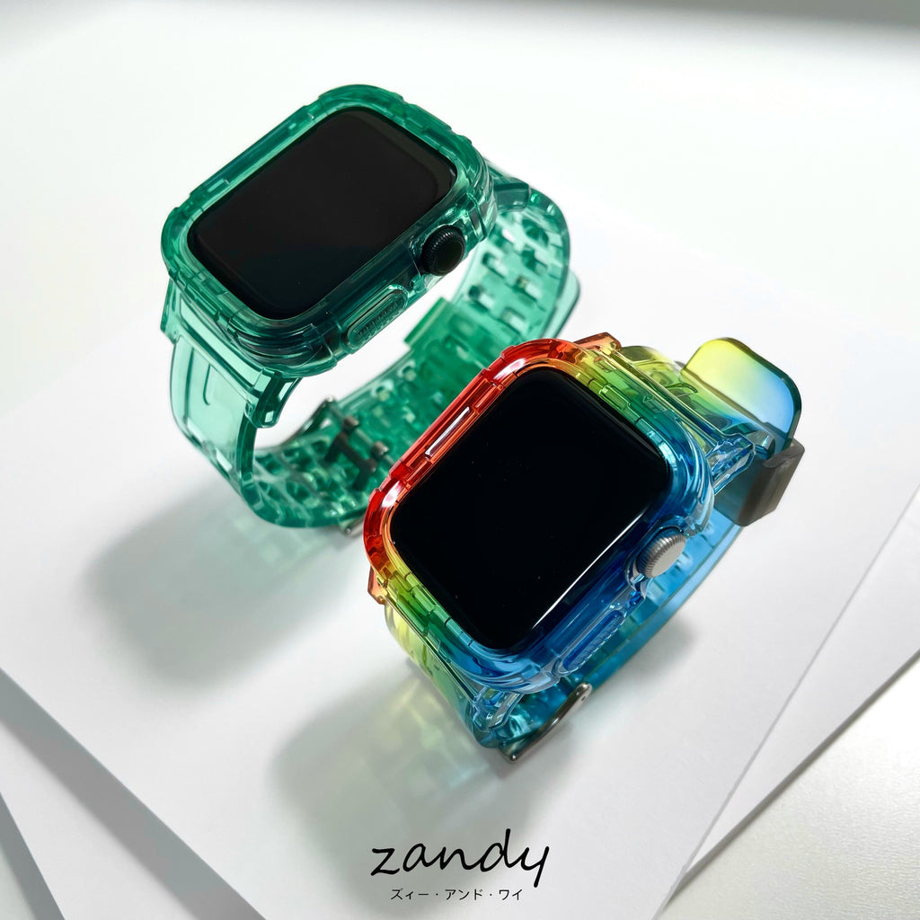【Gクリア一体式バンド】アップルウォッチバンド カバー クリアベルト 一体式 Apple Watch