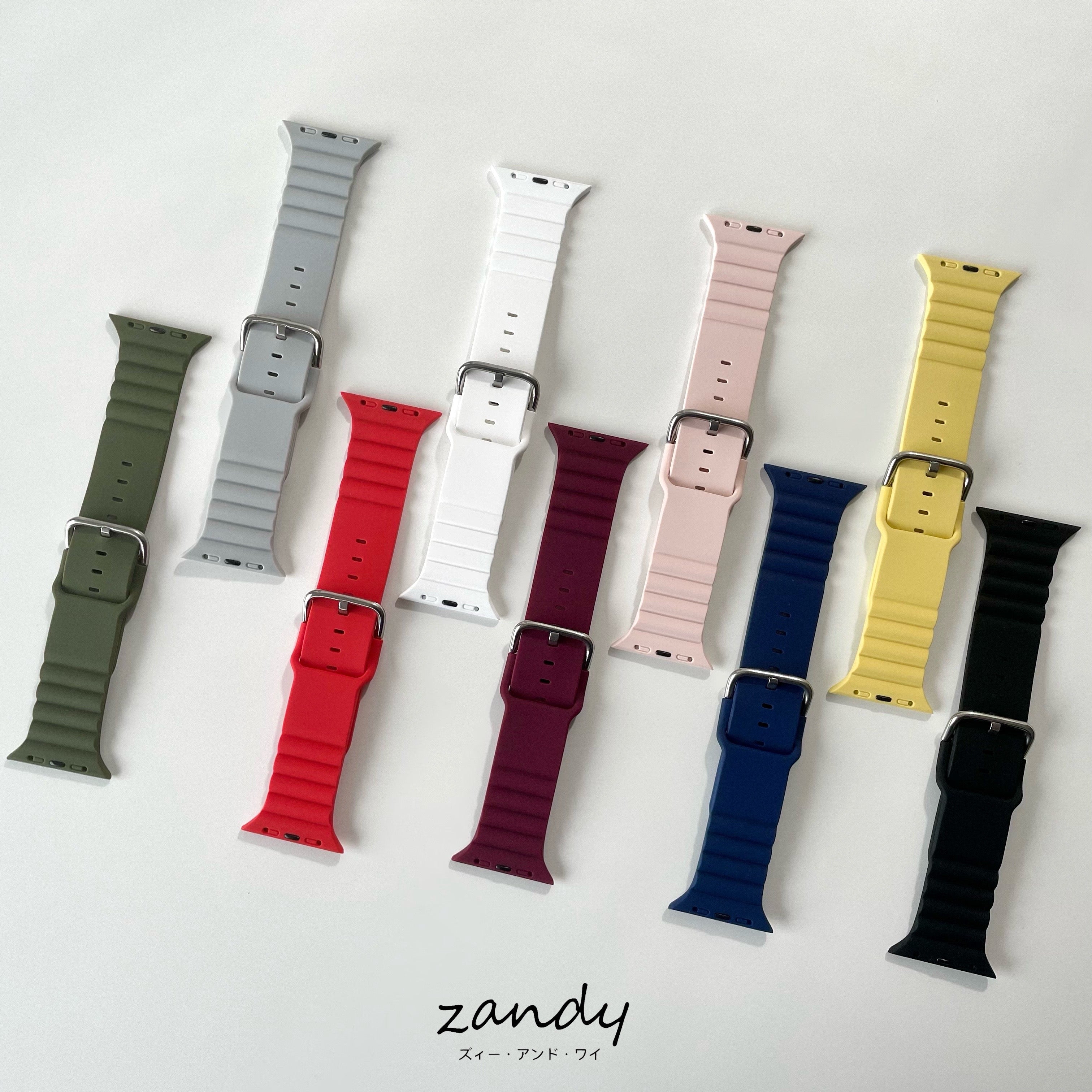 【日のスポーツ】アップルウォッチバンド ラバーベルト スポーツバンド シルバーバックル Apple Watch