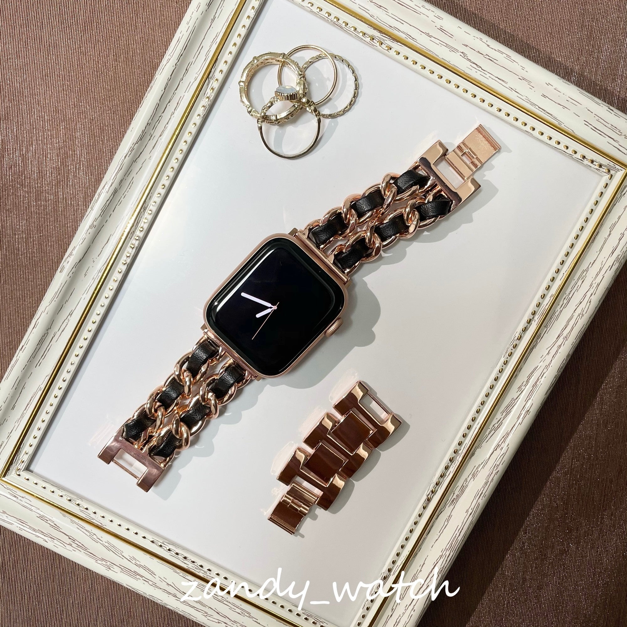 【チェーン×本革】アップルウォッチバンド　チェーン×レザーベルト Apple Watch