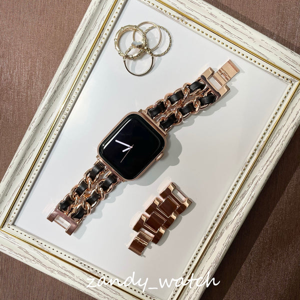 【チェーン×本革】アップルウォッチバンド　チェーン×レザーベルト Apple Watch