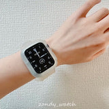 【クリアホワイト】アップルウォッチバンド  カバー クリアホワイトベルト 一体式 Apple Watch