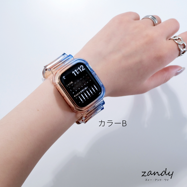 [Color Mix Integrated Band] Apple Watch Band Clear Integrated Case Apple Watch