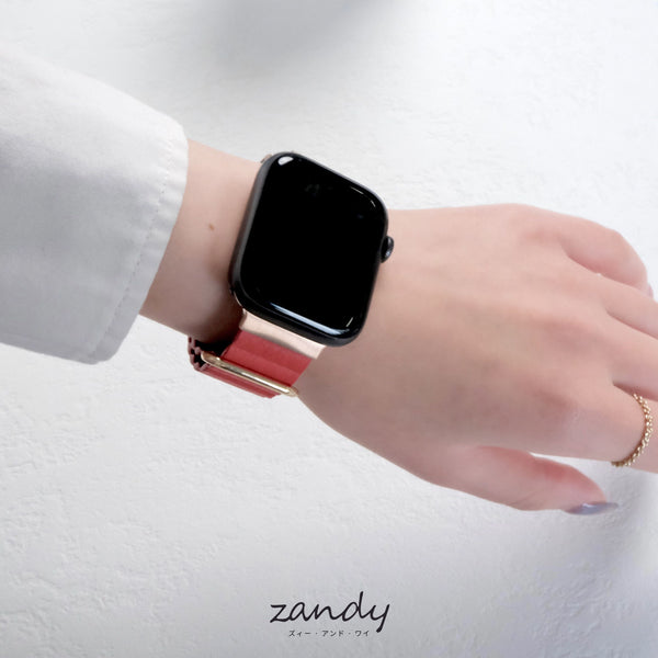 くすみカラー追加！【メタリックレザーループ】アップルウォッチバンド レザーループ 皮革ベルト Apple Watch