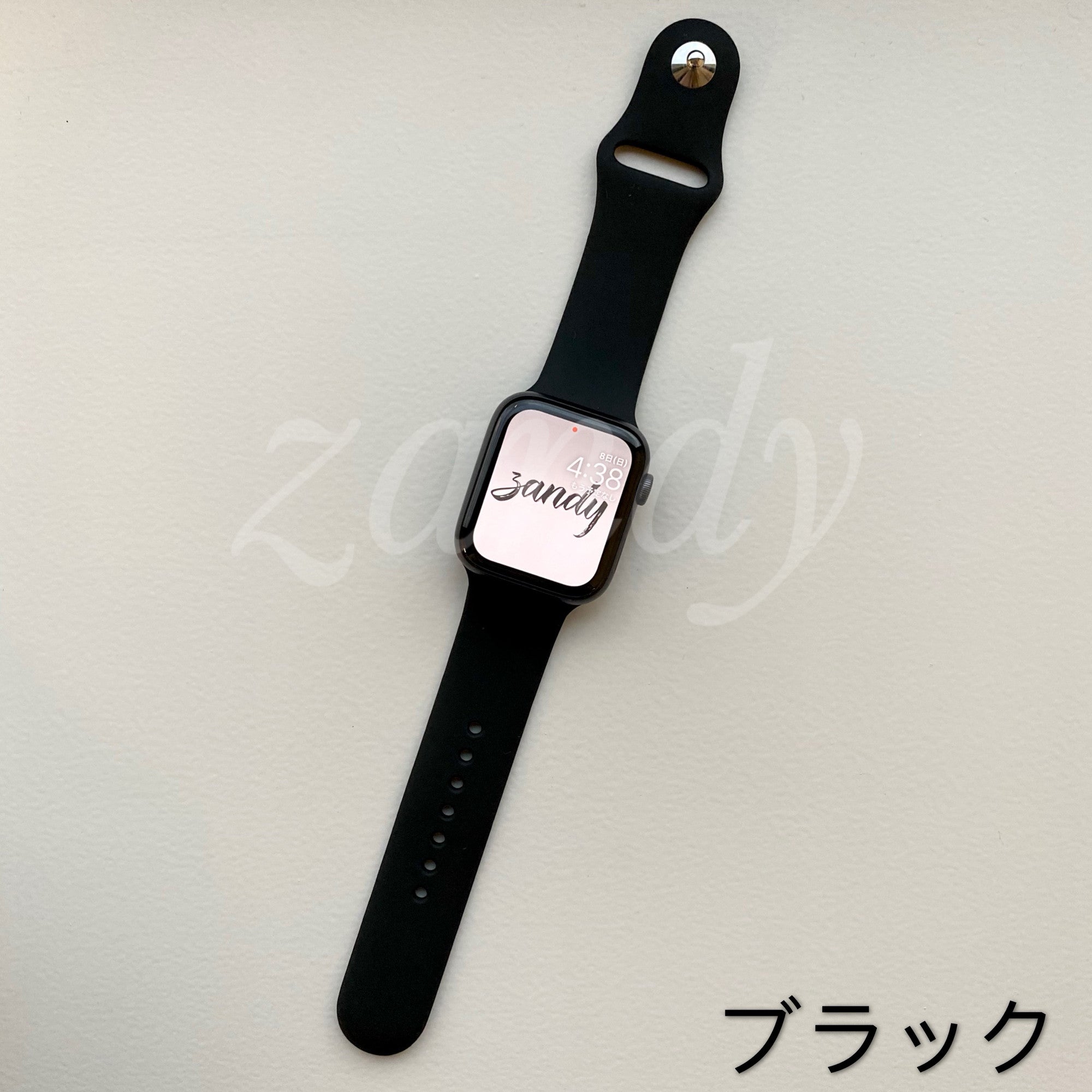 Sブラック2nds☆アップルウォッチバンド ラバーベルト Apple Watch 
