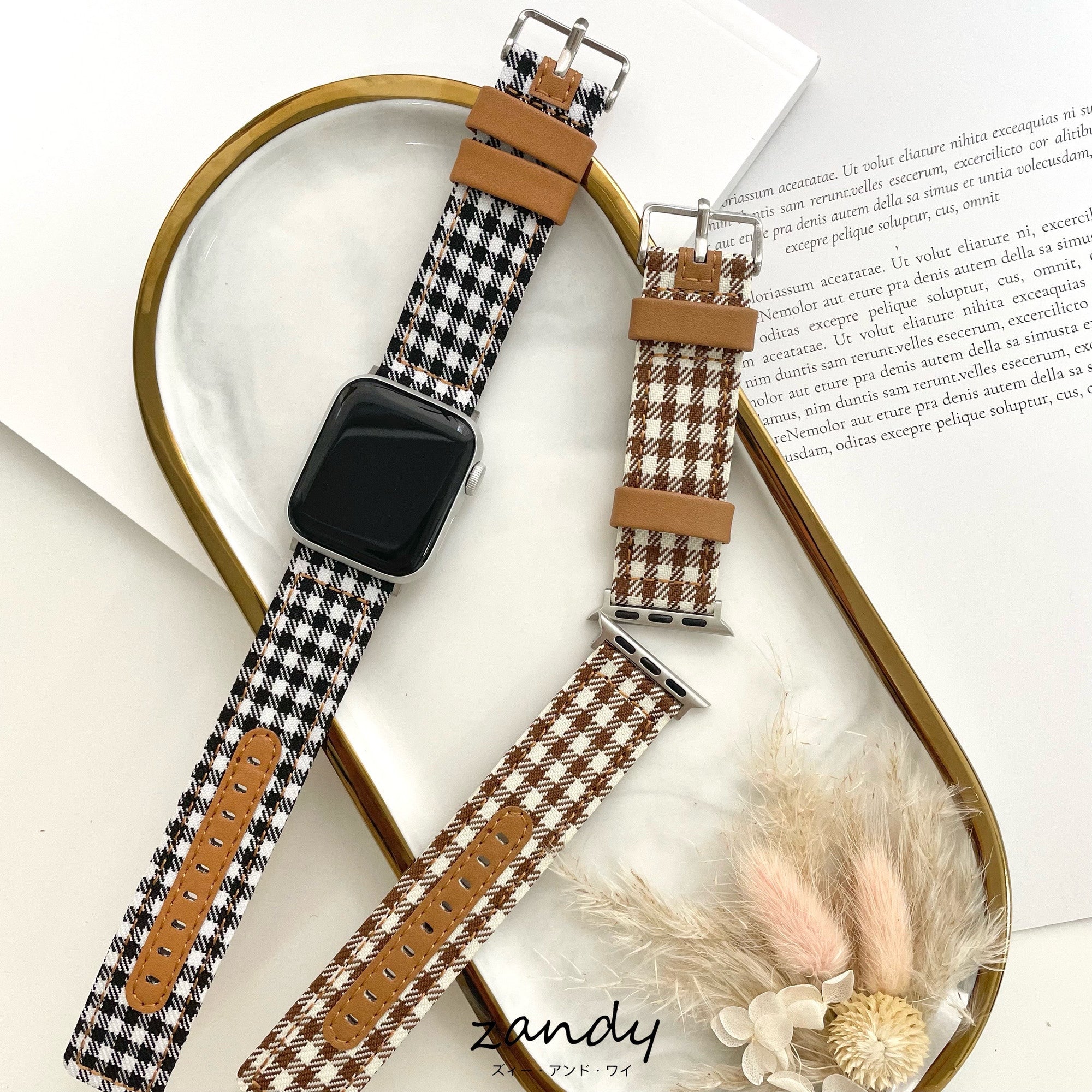 【千鳥柄＆格子柄バンド】アップルウォッチバンド  千鳥柄＆格子柄  レザー ベルト  Apple Watch サブ画像