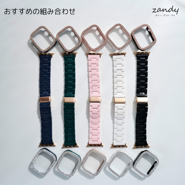 [Stone Glossy Hard Case] ​​Apple Watch Case Hard Glossy Cover Full Protection Glass Film Integrated Apple Watch